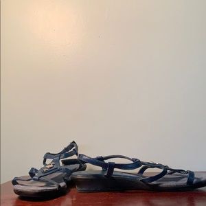 Well loved Annie navy blue wedge sandals